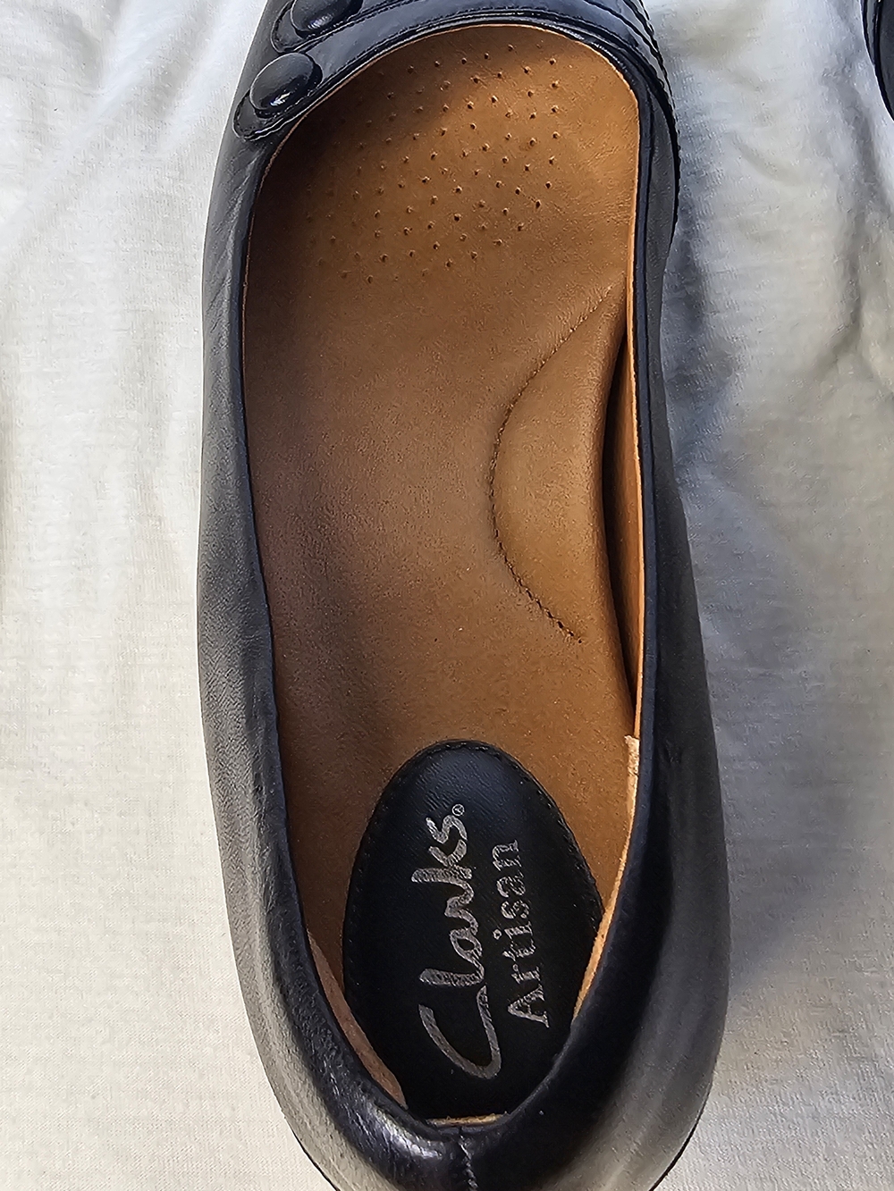 Clarks Artisan black leather "Concert Drum" Ballet Flats Slip On - Picture 9 of 11